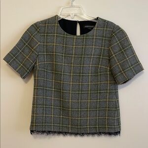 Banana Republic Green Black Boxy Crop Blouse